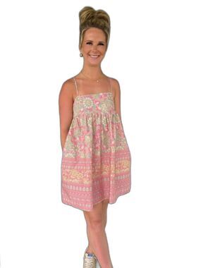 Pants Store Pink Floral Spaghetti-Strap Mini Dress with Pockets